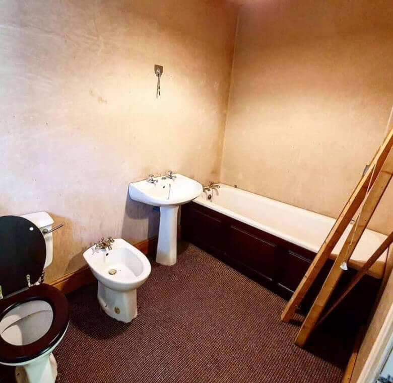 Walk in shower before shot.