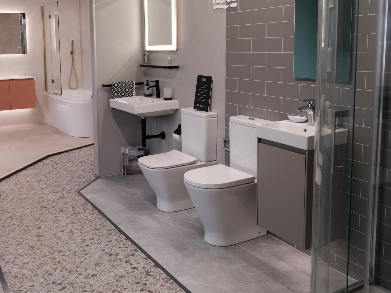 A photograph of Joe Barber's new bathroom showroom at Wren Nest Road, Glossop.