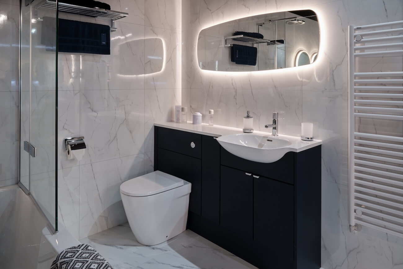 A photograph of Joe Barber's new bathroom showroom at Wren Nest Road, Glossop.