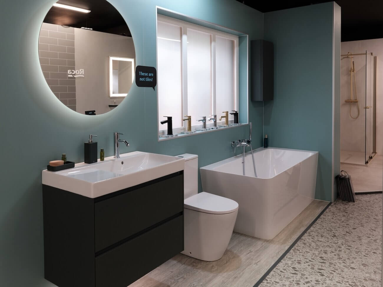 A photograph of Joe Barber's new bathroom showroom at Wren Nest Road, Glossop.