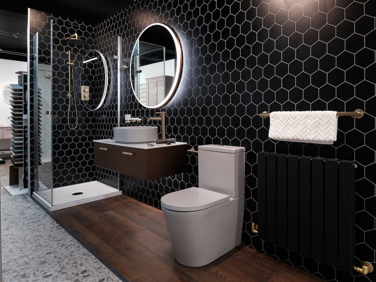 A photograph of Joe Barber's new bathroom showroom at Wren Nest Road, Glossop.